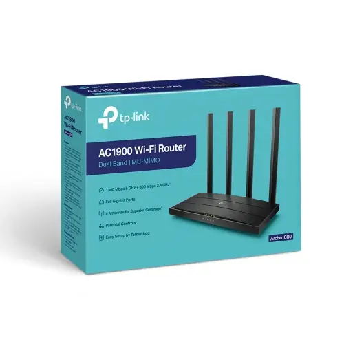 TP-Link Archer C80 4 Port Gigabit AC1900 Kablosuz MU-MIMO Wi-Fi Router