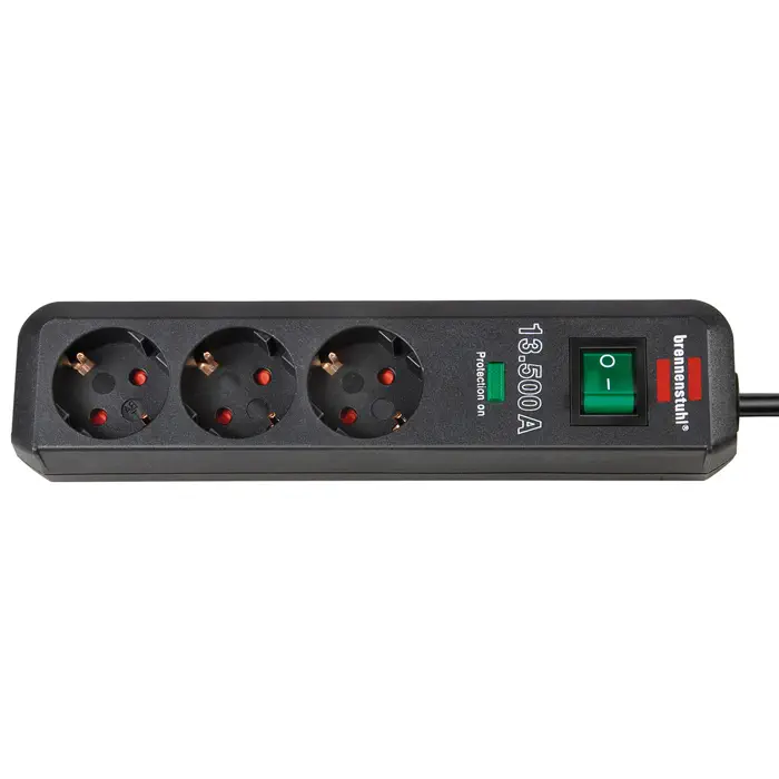 Brennenstuhl Eko Line 3`lü 13.500 mAh Akım Korumalı Uzatma Priz Siyah