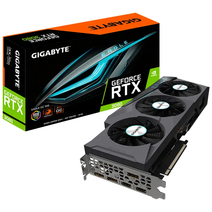 Gigabyte GeForce RTX 3080 Eagle OC 10G LHR GV-N3080EAGLE OC-10GD 10GB GDDR6X 320Bit DX12 Gaming Ekran Kartı