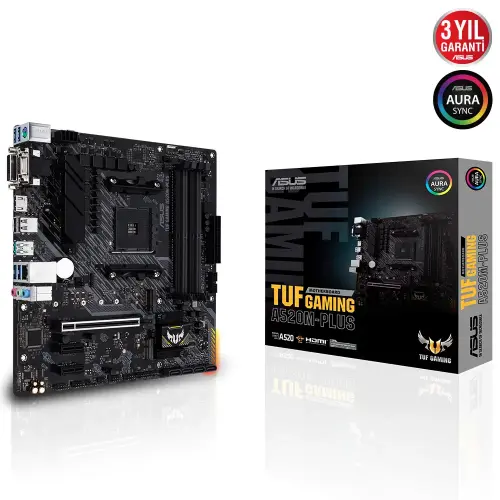 ASUS TUF Gaming A520M-Plus AMD A520M Soket AM4 DDR4 4800(OC)Mhz mATX Gaming (Oyuncu) Anakart