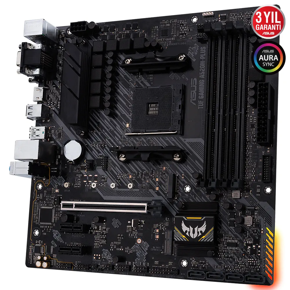 ASUS TUF Gaming A520M-Plus AMD A520M Soket AM4 DDR4 4800(OC)Mhz mATX Gaming (Oyuncu) Anakart