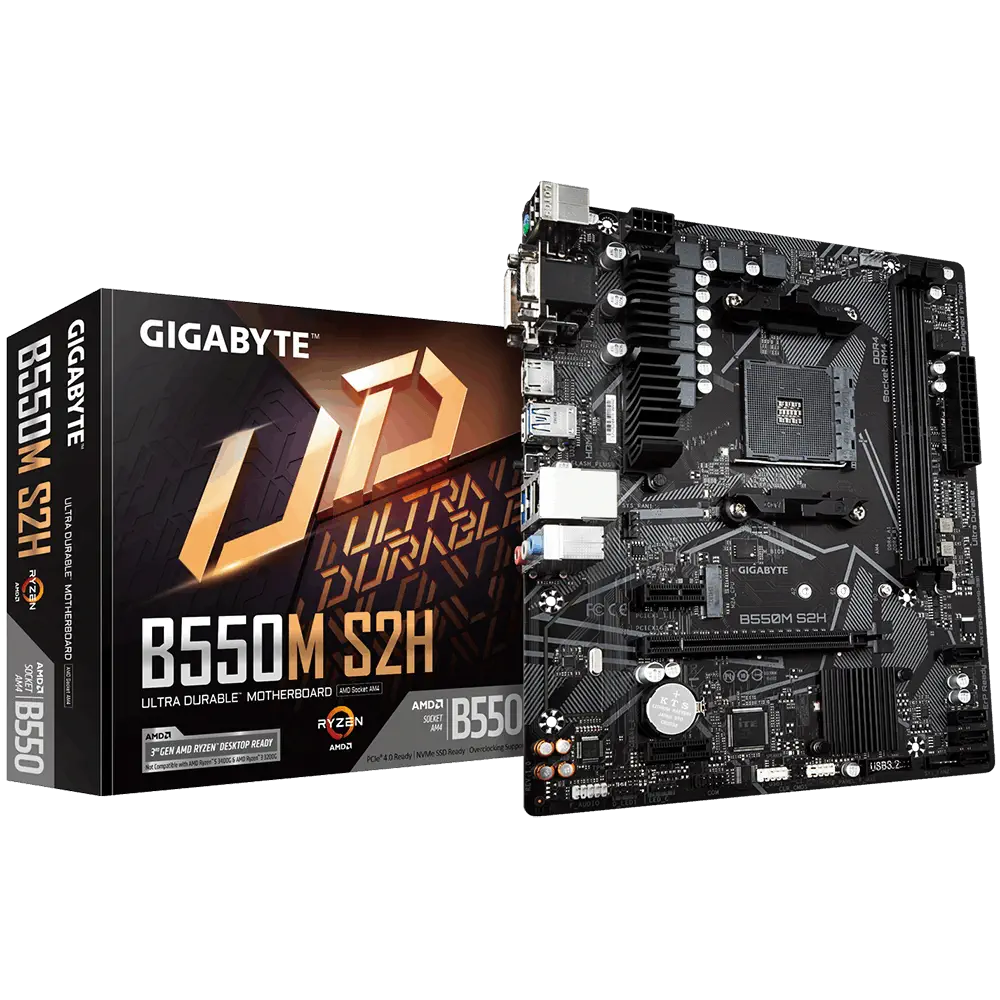Gigabyte B550M S2H AMD B550 Soket AM4 DDR4 5100(OC)MHz mATX Gaming (Oyuncu) Anakart