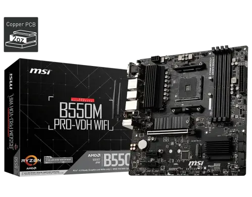 MSI B550M PRO-VDH WIFI AMD B550 Soket AM4 DDR4 4400(OC)MHz mATX Gaming (Oyuncu) Anakart