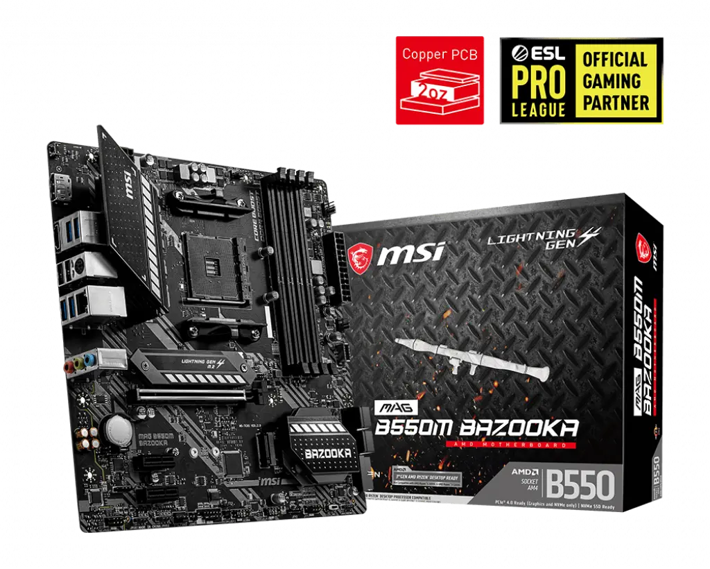 MSI MAG B550M BAZOOKA AMD B550 Soket AM4 DDR4 4400(OC)MHz mATX Gaming (Oyuncu) Anakart