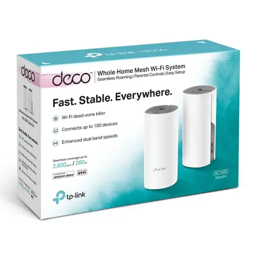 TP-Link Deco E4 AC1200 Tüm Evi Kapsayan Mesh 2`li WiFi Sistemi