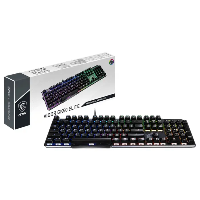 MSI Vigor GK50 Elite BW Kailh Box White Switch TR Q RGB Mekanik Kablolu Gaming (Oyuncu) Klavye