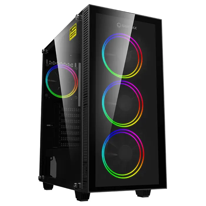 Frisby Gamemax Draco XD 650W 80+ Bronze Dahili PSU`lu Temperli Cam ATX Mid-Tower Gaming (Oyuncu) Kasa