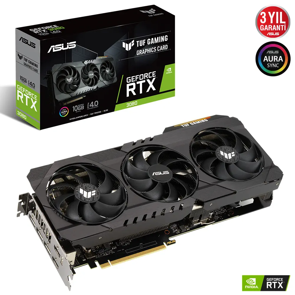 Asus TUF Gaming GeForce RTX 3080 TUF-RTX3080-10G-GAMING 10GB GDDR6X 320Bit DX12 Gaming Ekran Kartı