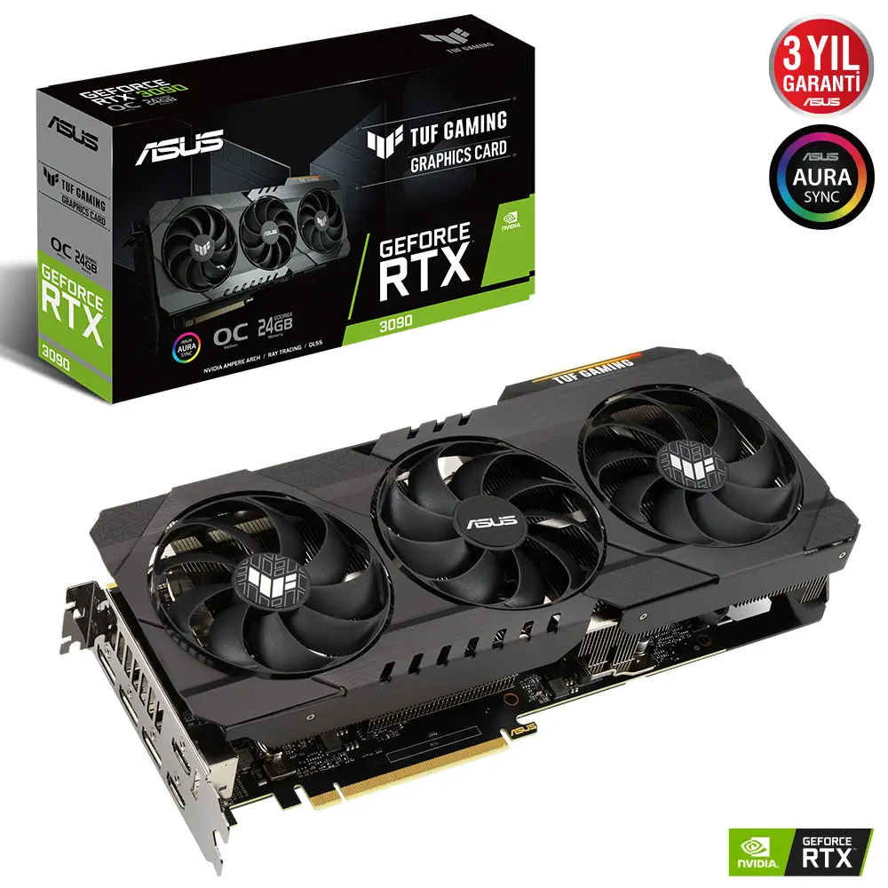 ASUS TUF Gaming GeForce RTX 3090 OC TUF-RTX3090-O24G-GAMING 24GB GDDR6X 384Bit DX12 Gaming (Oyuncu) Ekran Kartı