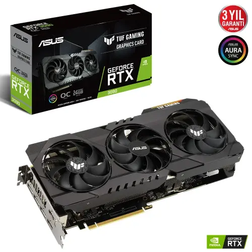 ASUS TUF Gaming GeForce RTX 3090 OC TUF-RTX3090-O24G-GAMING 24GB GDDR6X 384Bit DX12 Gaming (Oyuncu) Ekran Kartı