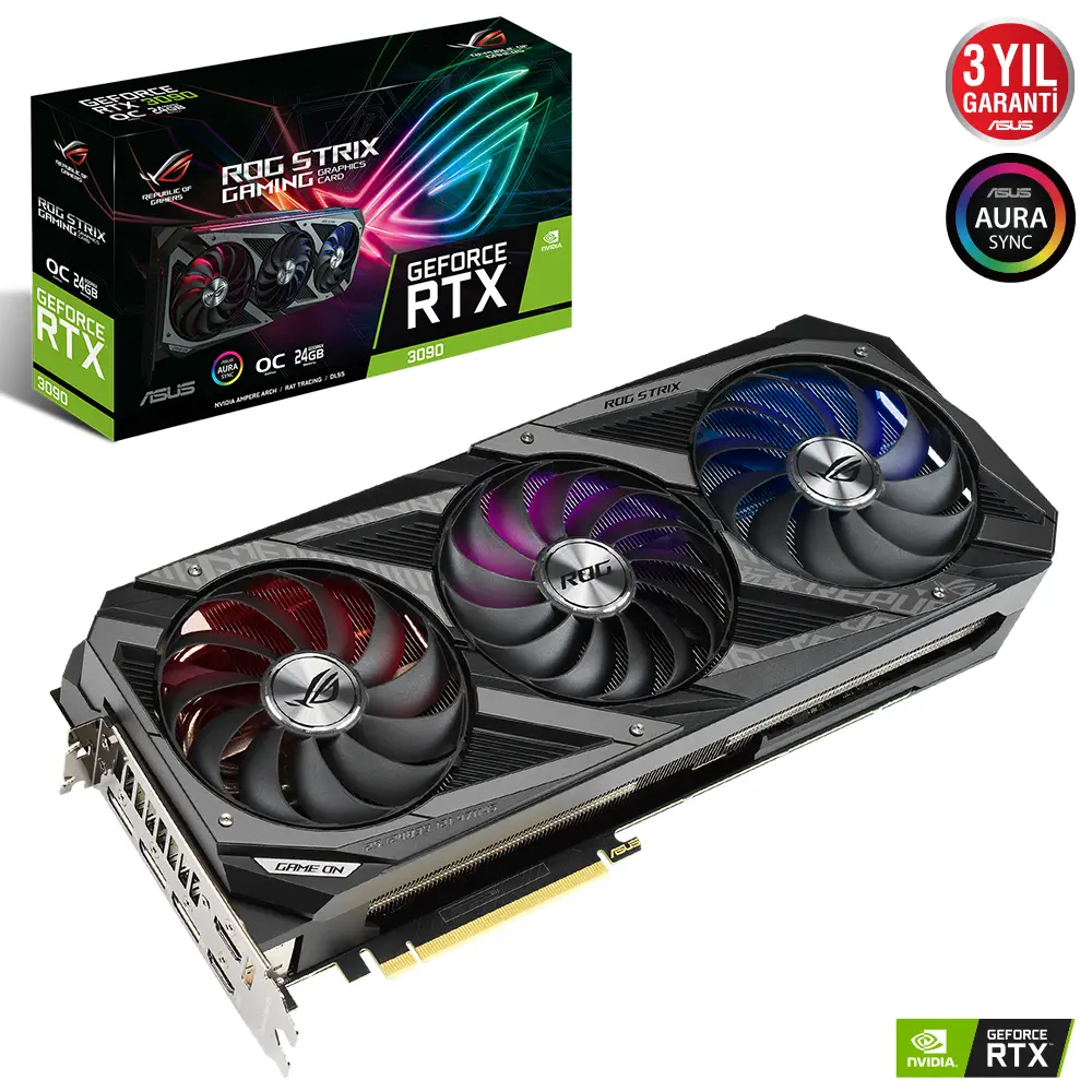 Asus ROG Strix GeForce RTX 3090 OC ROG-STRIX-RTX3090-O24G-GAMING 24GB GDDR6X 384Bit DX12 Gaming Ekran Kartı