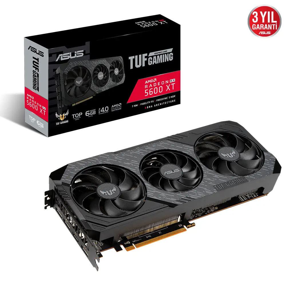 Asus TUF Gaming X3 Radeon RX 5600 XT EVO TUF 3-RX5600XT-T6G-EVO-GAMING 6GB GDDR6 192Bit DX12 Gaming (Oyuncu) Ekran Kartı