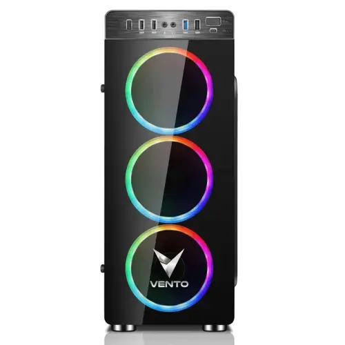 Vento VG05F+ 600W 80 Plus Dahili PSU`lu USB 3.0 Temperli Cam ATX Mid-Tower Gaming (Oyuncu) Kasa