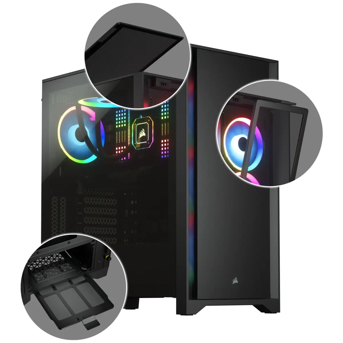 Corsair 4000D CC-9011198-WW USB 3.1 Temperli Cam Siyah E-ATX Mid-Tower Gaming (Oyuncu) Kasa