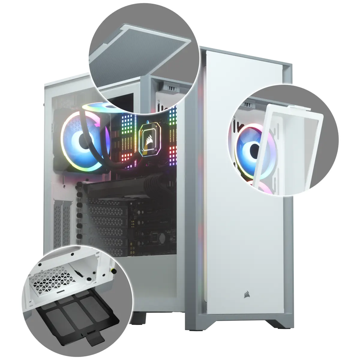 Corsair 4000D CC-9011199-WW USB 3.1 Temperli Cam Beyaz E-ATX Mid-Tower Gaming (Oyuncu) Kasa