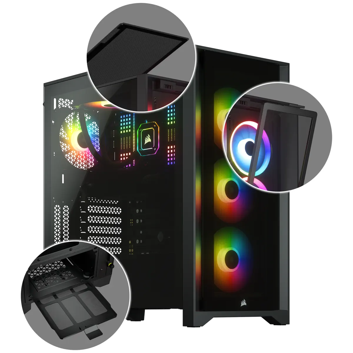 Corsair iCUE 4000X RGB CC-9011204-WW USB 3.1 Temperli Cam Siyah ATX Mid-Tower Gaming Kasa