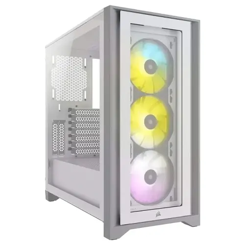 Corsair iCUE 4000X RGB CC-9011205-WW USB 3.1 Temperli Cam Beyaz E-ATX Mid-Tower Gaming (Oyuncu) Kasa