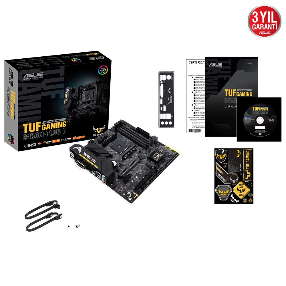 Asus TUF GAMING B450M-PLUS II AMD B450 Soket AM4 DDR4 4400(OC)MHz mATX Gaming (Oyuncu) Anakart