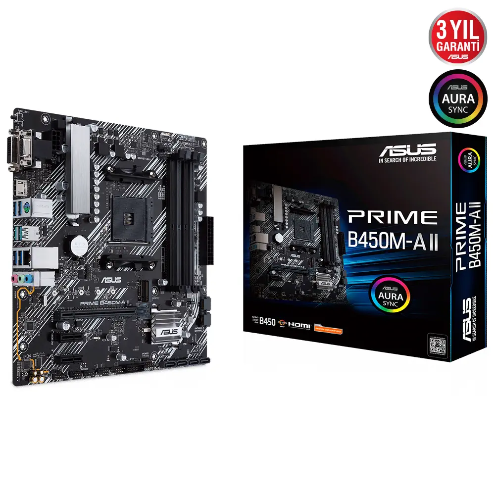 ASUS Prime B450M-A II AMD B450 Soket AM4 DDR4 4400(OC)MHz mATX Anakart