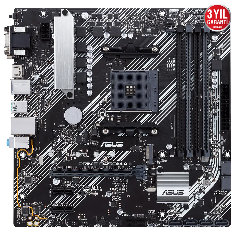ASUS Prime B450M-A II AMD B450 Soket AM4 DDR4 4400(OC)MHz mATX Anakart
