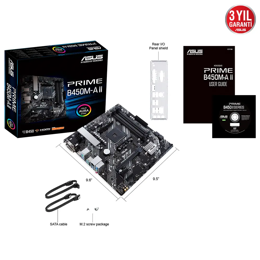 ASUS Prime B450M-A II AMD B450 Soket AM4 DDR4 4400(OC)MHz mATX Anakart