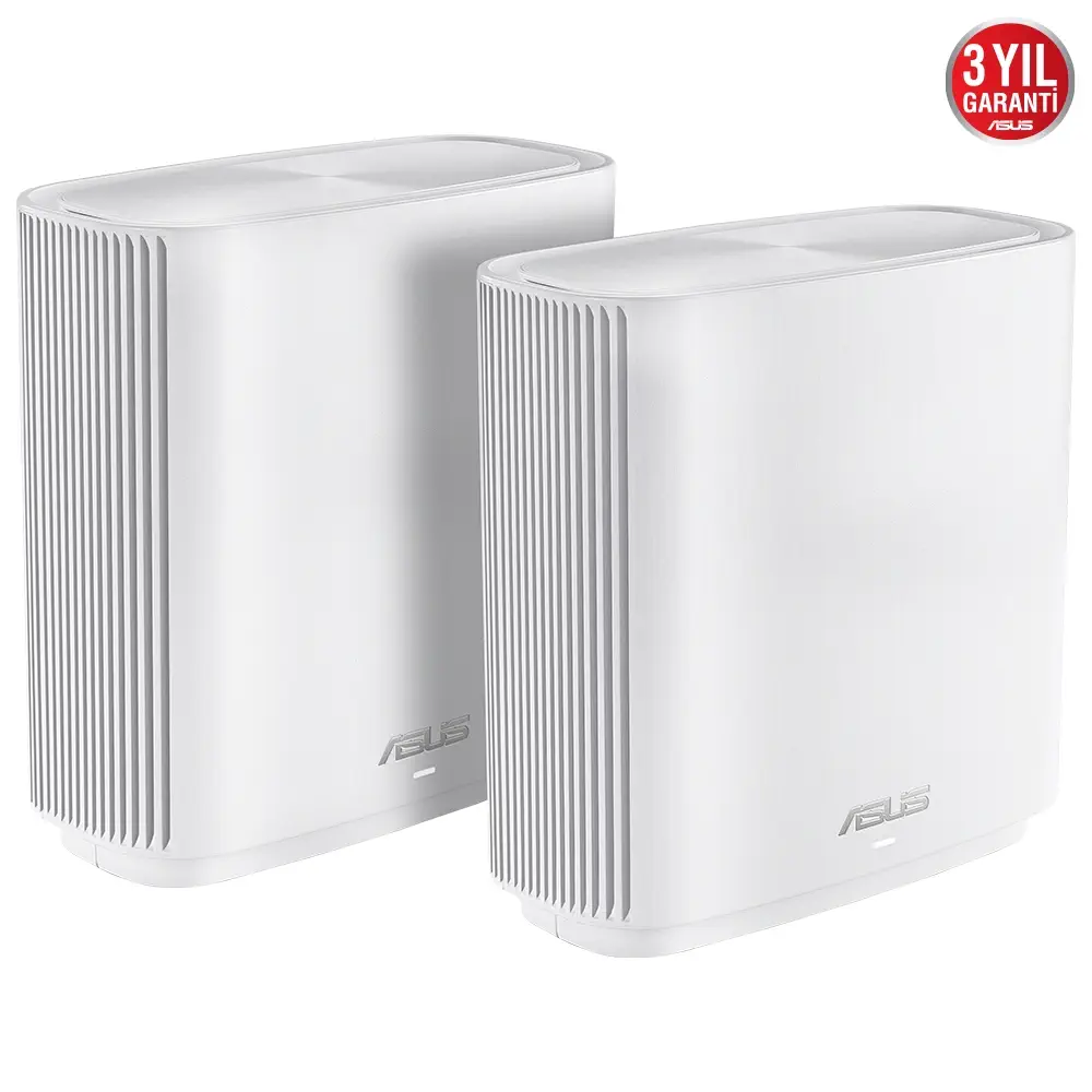 Asus ZenWiFi AC CT8 (W-2-PK) Tüm Evi Kapsayan Tri-Band Mesh Sistemi (Beyaz İkili Paket)