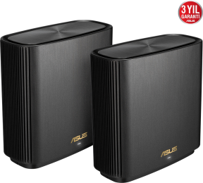 ASUS ZenWiFi AX XT8 (B-2-PK) Tüm Evi Kapsayan Tri-Band Wi-Fi 6 Mesh Sistemi (Siyah İkili Paket)