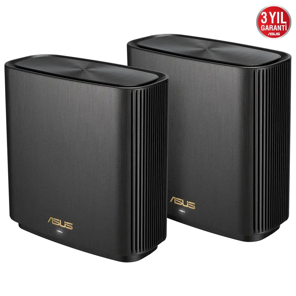 ASUS ZenWiFi AX XT8 (B-2-PK) Tüm Evi Kapsayan Tri-Band Wi-Fi 6 Mesh Sistemi (Siyah İkili Paket)