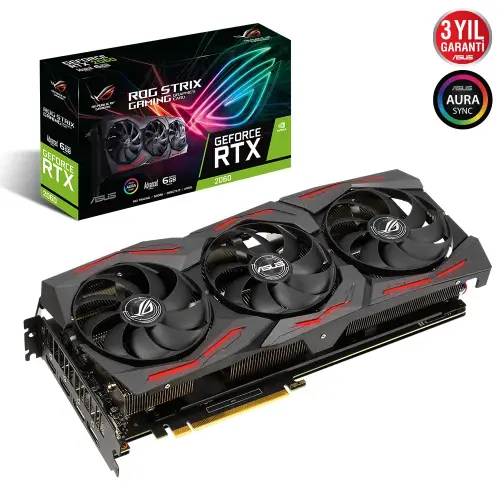 Asus ROG Strix GeForce RTX 2060 EVO STRIX-RTX2060-A6G-EVO-GAMING 6GB GDDR6 192Bit DX12 Gaming (Oyuncu) Ekran Kartı