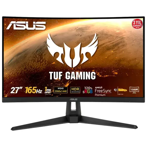 Asus TUF Gaming VG27WQ1B 27” 165Hz 1ms FreeSync Premium VA WQHD Curved Gaming (Oyuncu) Monitör