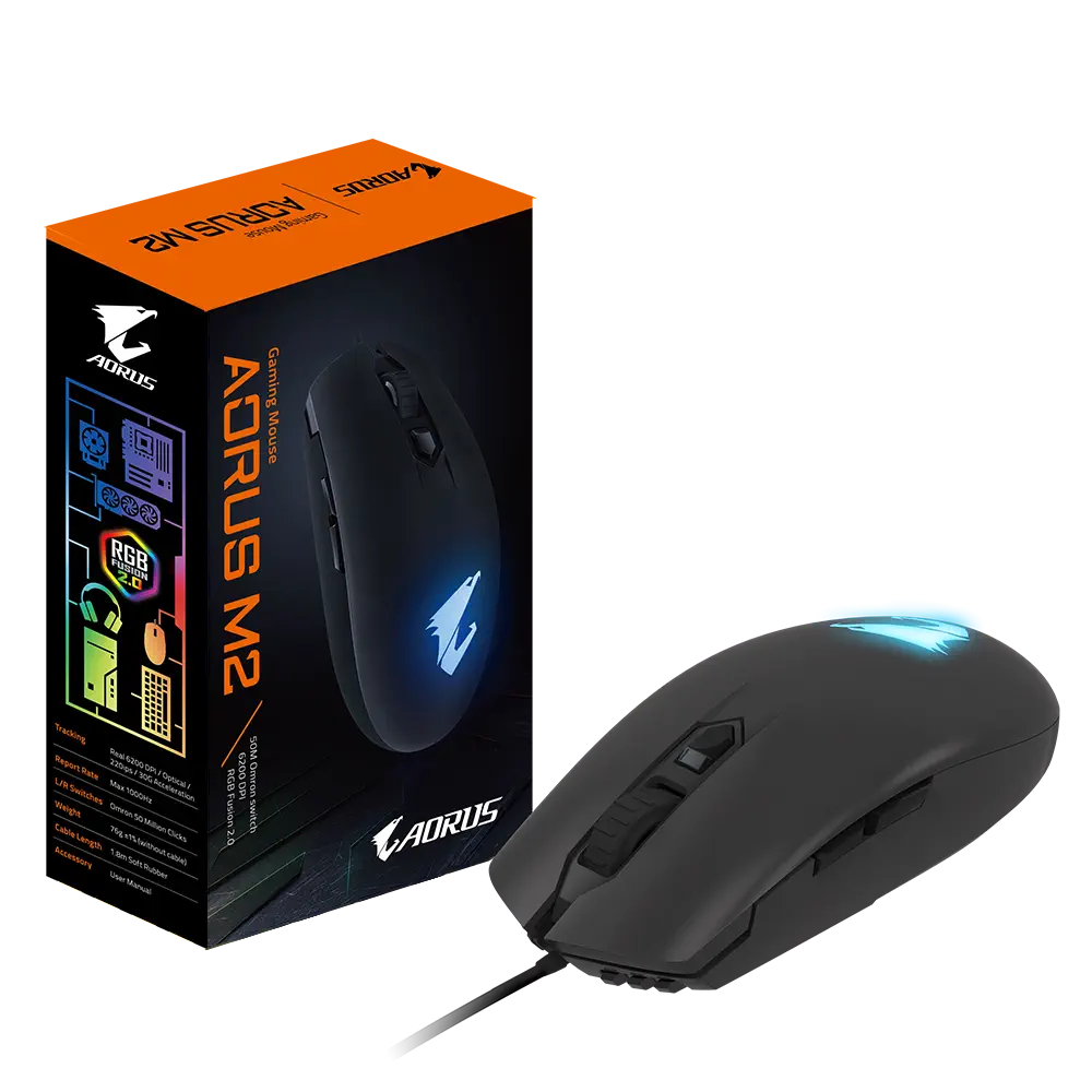 Gigabyte Aorus M2 6200 DPI 8 Tuş Optik USB RGB Kablolu Gaming (Oyuncu) Mouse