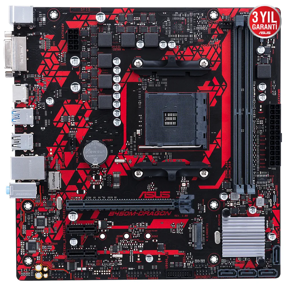 ASUS B450M-DRAGON AMD B450 Soket AM4 DDR4 4400(OC)MHz mATX Gaming (Oyuncu) Anakart