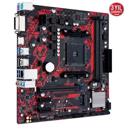 Asus B450M-DRAGON AMD B450 Soket AM4 DDR4 4400(OC)MHz mATX Gaming (Oyuncu) Anakart