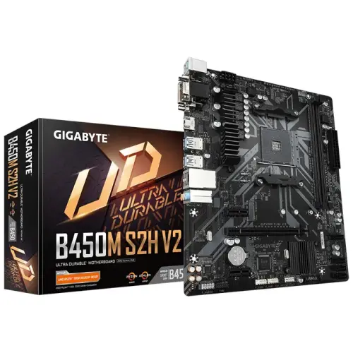 Gigabyte B450M S2H V2 AMD B450 Soket AM4 DDR4 3600(OC)MHz mATX Gaming (Oyuncu) Anakart