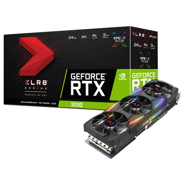 PNY GeForce RTX 3090 24GB XLR8 Gaming UPRISING EPIC-X RGB VCG309024TFXMPB 24GB GDDR6X 384Bit DX12 Gaming Ekran Kartı