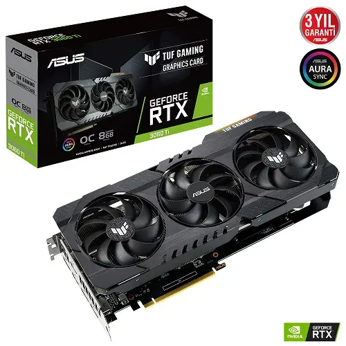 Asus TUF Gaming GeForce RTX 3060 Ti OC TUF-RTX3060TI-O8G-GAMING 8GB GDDR6 256Bit DX12 Gaming Ekran Kartı