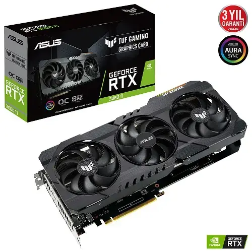 Asus TUF Gaming GeForce RTX 3060 Ti OC TUF-RTX3060TI-O8G-GAMING 8GB GDDR6 256Bit DX12 Gaming Ekran Kartı