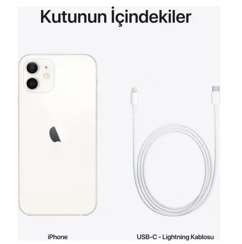 iPhone 12 128GB MGJC3TU/A Beyaz Cep Telefonu - Apple Türkiye Garantili