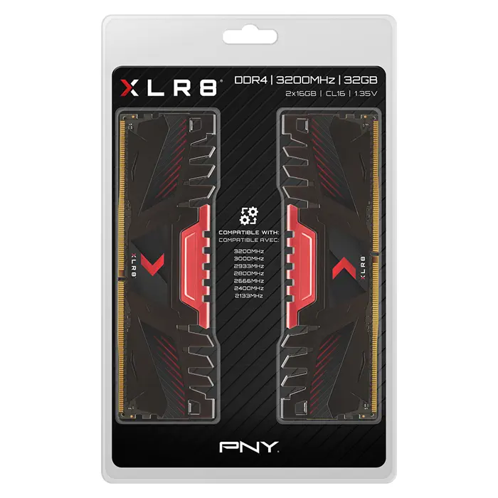 PNY XLR8 32GB (2x16GB) 3200MHz CL16 DDR4 Gaming Ram (MD32GK2D4320016XR)