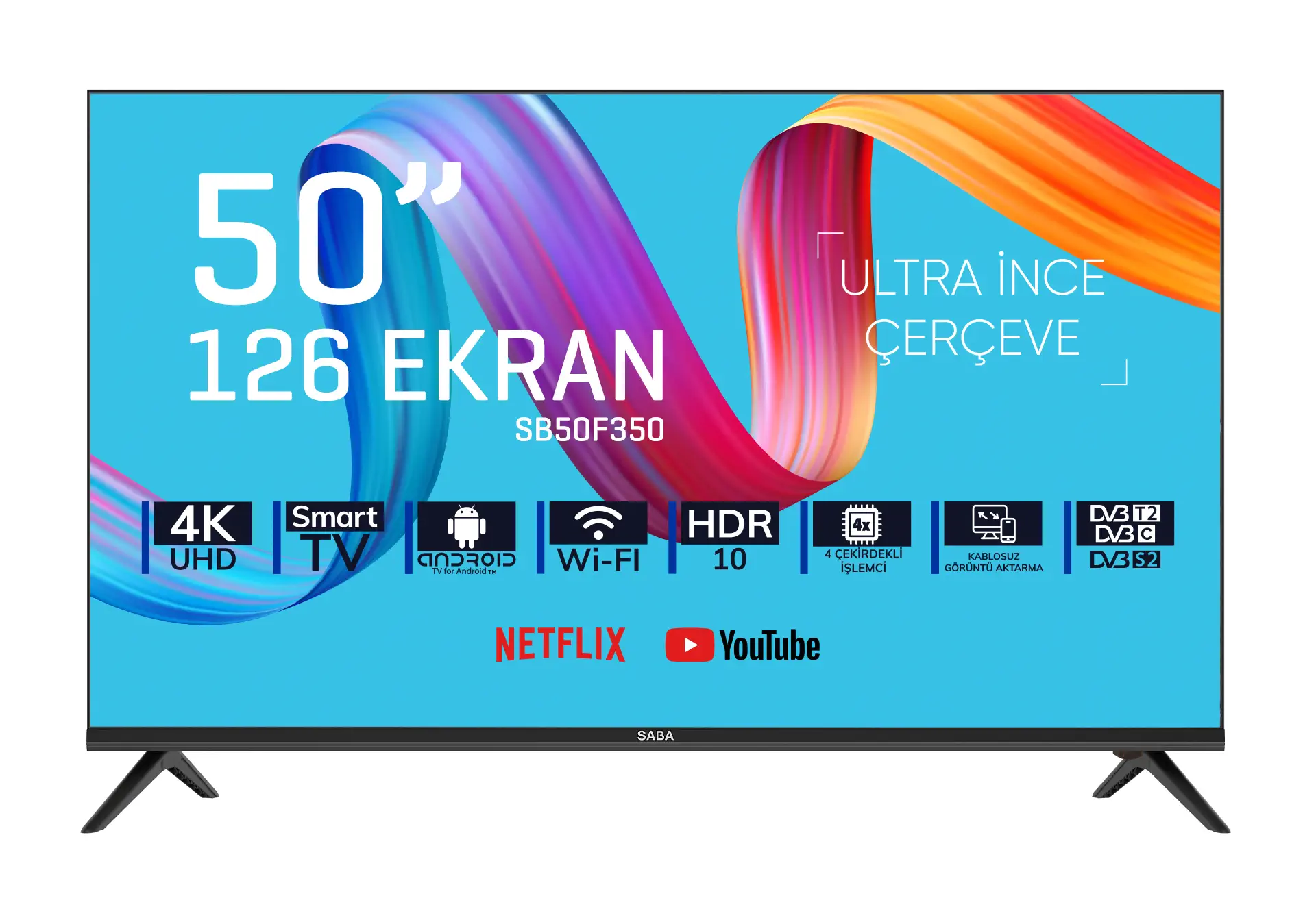 SABA SB50F350 50 inç 126 Ekran Frameless Ultra HD Android Smart LED TV