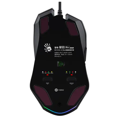 Bloody W60 Max 10.000 CPI 10 Tuş Optik RGB Kablolu Siyah Gaming (Oyuncu) Mouse