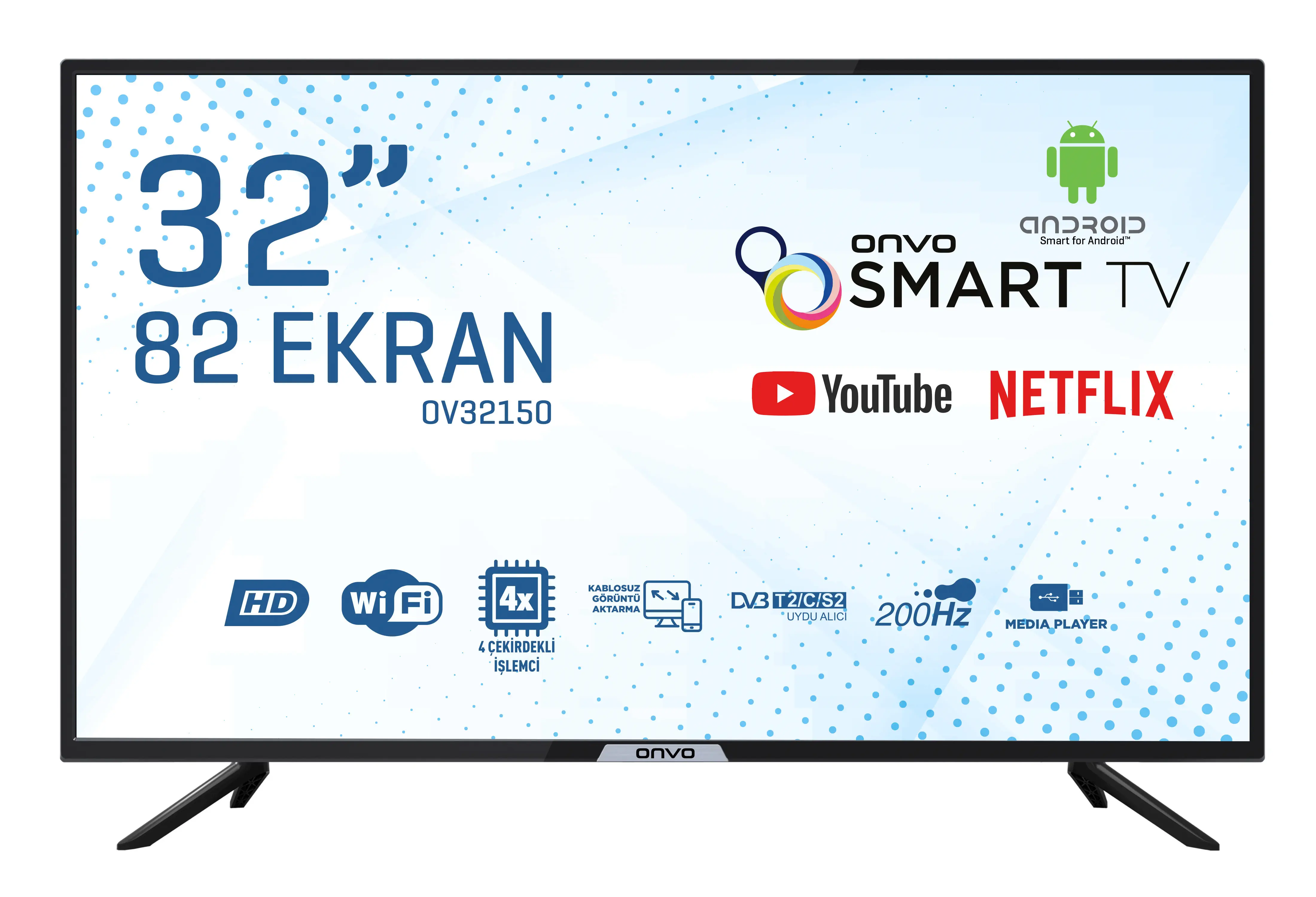 Onvo OV32150 32 inç 82 Ekran Dahili Uydu Alıcılı HD Android Smart LED TV