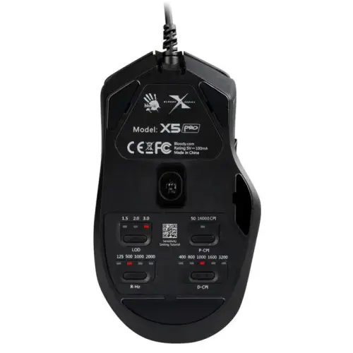 Bloody X5 Pro 16.000 CPI 9 Tuş Optik RGB Kablolu Siyah Gaming (Oyuncu) Mouse