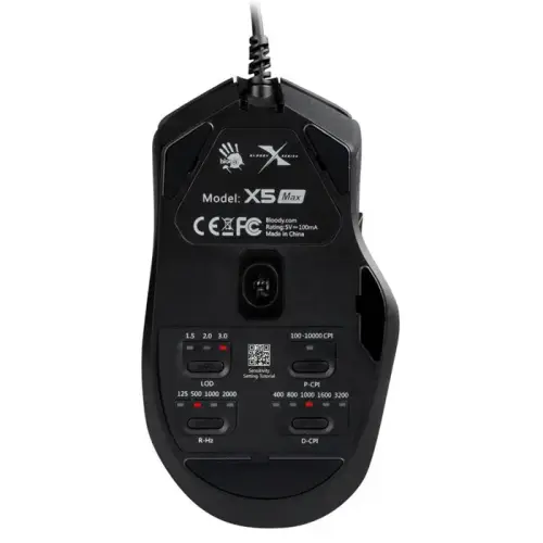 Bloody X5 Max 10.000 CPI 9 Tuş Optik RGB Kablolu Siyah Gaming (Oyuncu) Mouse