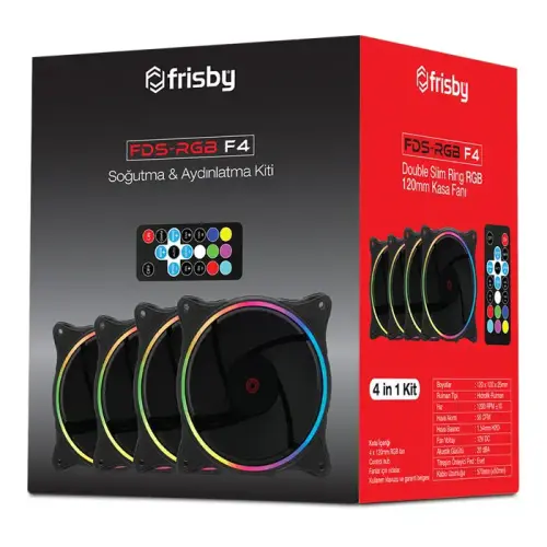 Frisby FCL-F1264B 4x120mm Double Slim Ring RGB Kasa Fanı