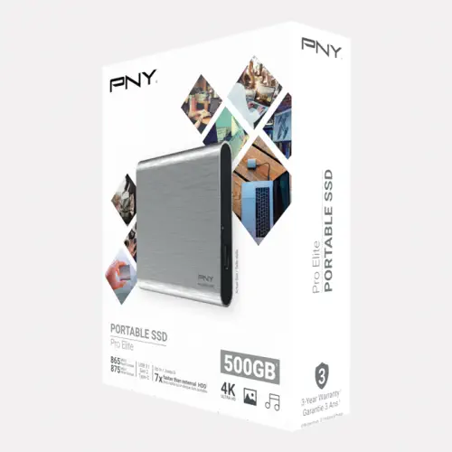 PNY Pro Elite Gümüş 500GB 865/875MB/s USB 3.1 Gen2 Type-C Taşınabilir SSD Disk (PSD0CS2060S-500-RB)