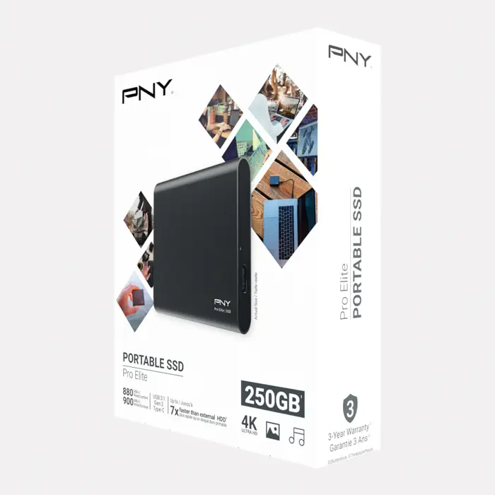 PNY Pro Elite Siyah 250GB 880/900MB/s USB 3.1 Gen2 Type-C Taşınabilir SSD Disk (PSD0CS2060-250-RB)