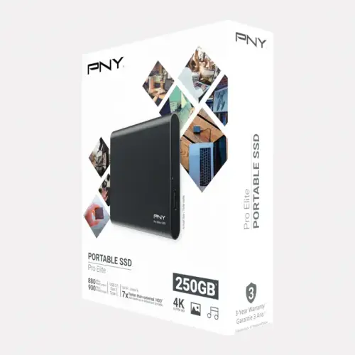 PNY Pro Elite Siyah 250GB 880/900MB/s USB 3.1 Gen2 Type-C Taşınabilir SSD Disk (PSD0CS2060-250-RB)