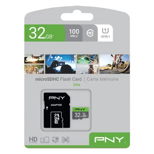 PNY Elite MicroSDHC 32GB 100MB/s Class 10 MicroSD Hafıza Kartı (P-SDU32GU185GW-GE)