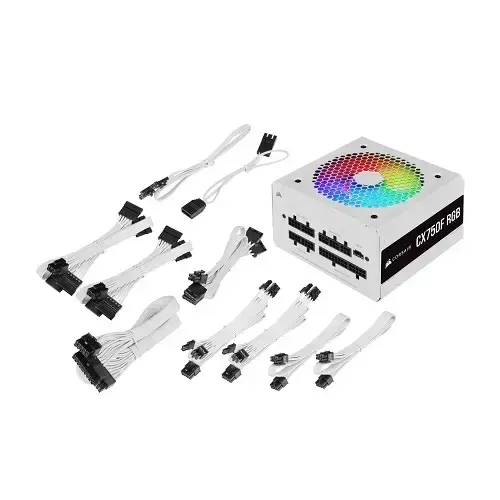 Corsair CX750F RGB White CP-9020227-EU 750W 80 Plus Bronze RGB Beyaz Full Modüler Power Supply